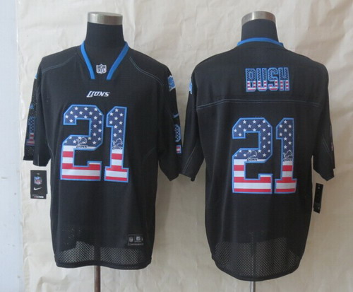 Nike Detroit Lions #21 Reggie Bush 2014 USA Flag Fashion Black Elite Jersey