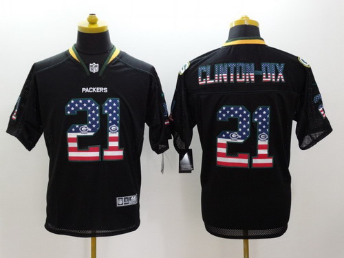 Nike Green Bay Packers #21 Ha Ha Clinton-Dix 2014 USA Flag Fashion Black Elite Jersey