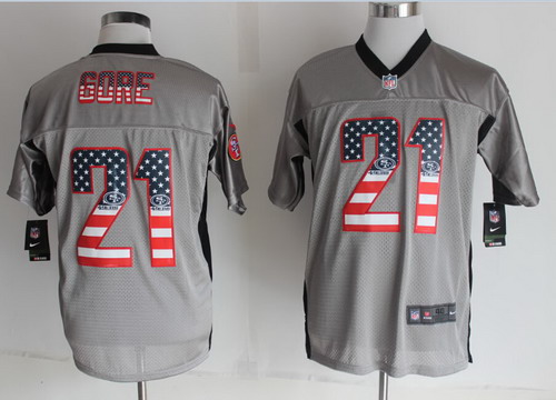 Nike San Francisco 49ers #21 Frank Gore 2014 USA Flag Fashion Gray Elite Jersey