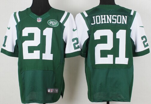 Nike New York Jets #21 Chris Johnson Green Elite Jersey