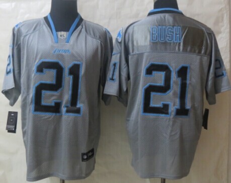 Nike Detroit Lions #21 Reggie Bush Lights Out Gray Elite Jersey