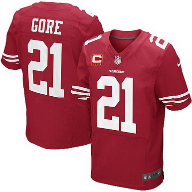 Nike San Francisco 49ers #21 Frank Gore Red C Patch Elite Jersey