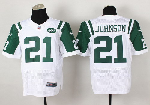 Nike New York Jets #21 Chris Johnson White Elite Jersey