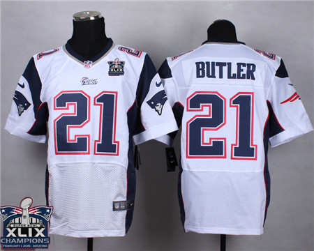 Nike New England Patriots #21 Malcolm Butler 2015 Super Bowl XLIX Championship White Elite Jersey