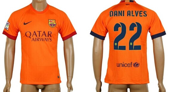 2014/15 FC Bacelona #22 Dani Alves Away Soccer AAA+ T-Shirt
