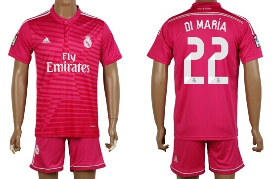 2014/15 Real Madrid #22 Di Maria Away Pink Soccer Shirt Kit