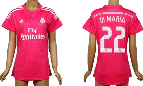 2014/15 Real Madrid #22 Di Maria Away Pink Soccer AAA+ T-Shirt_Womens