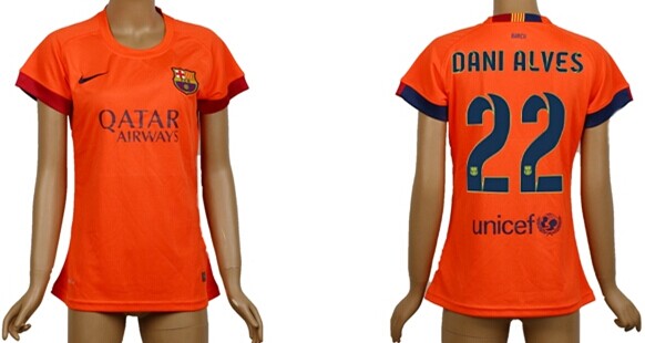 2014/15 FC Bacelona #22 Dani Alves Away Soccer AAA+ T-Shirt_Womens