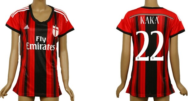 2014/15 AC Milan #22 Kaka Home Soccer AAA+ T-Shirt_Womens