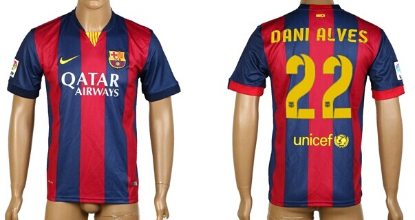 2014/15 FC Bacelona #22 Dani Alves Home Soccer AAA+ T-Shirt