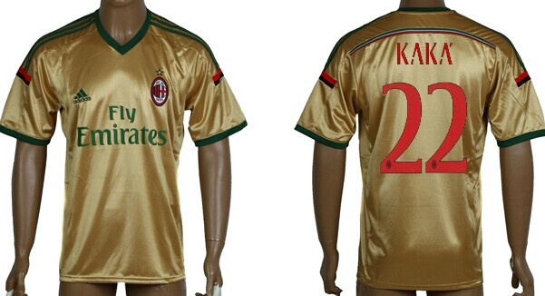 2014/15 AC Milan #22 Kaka Away Gold Soccer AAA+ T-Shirt