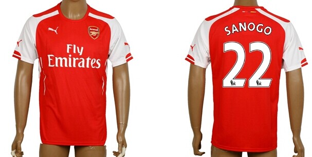2014/15 Arsenal FC #22 Sanogo Home Soccer AAA+ T-Shirt