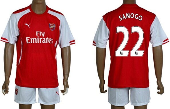 2014/15 Arsenal FC #22 Sanogo Home Soccer Shirt Kit