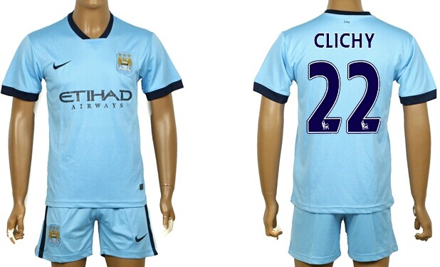 2014/15 Manchester City #22 Clichy Home Soccer Shirt Kit