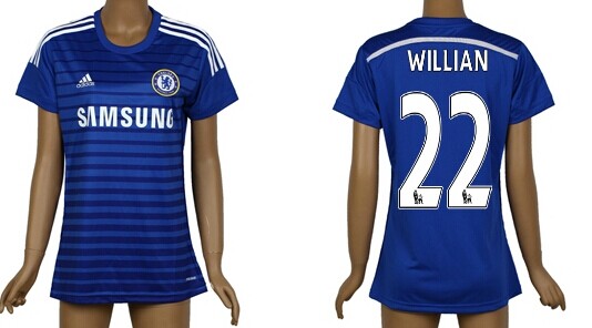 2014/15 Chelsea FC #22 Willian Home Soccer AAA+ T-Shirt_Womens
