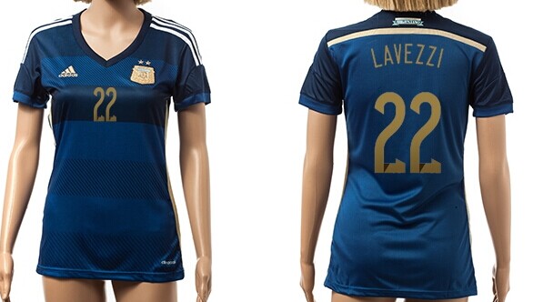2014 World Cup Argentina #22 Lavezzi Away Soccer AAA+ T-Shirt_Womens