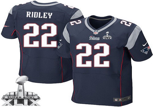 Nike New England Patriots #22 Stevan Ridley 2015 Super Bowl XLIX Blue Elite Jersey