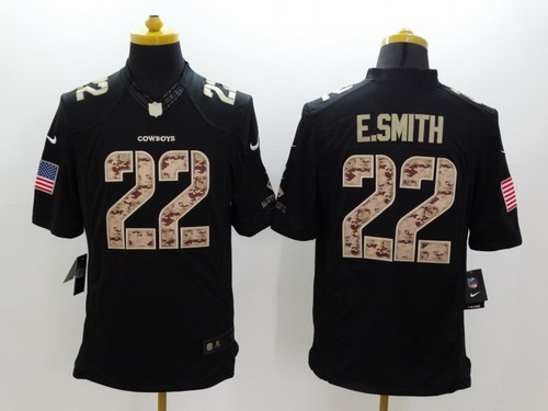 Nike Dallas Cowboys #22 Emmitt Smith Salute to Service Black Limited Jersey