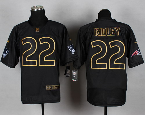 Nike New England Patriots #22 Stevan Ridley 2014 All Black/Gold Elite Jersey