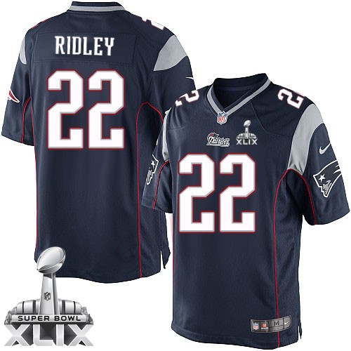 Nike New England Patriots #22 Stevan Ridley 2015 Super Bowl XLIX Blue Game Jersey
