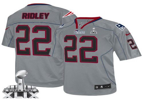 Nike New England Patriots #22 Stevan Ridley 2015 Super Bowl XLIX Lights Out Gray Elite Jersey