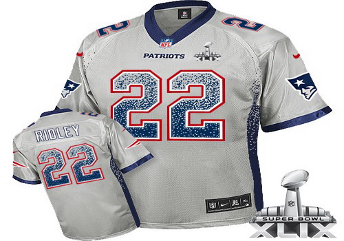 Nike New England Patriots #22 Stevan Ridley 2015 Super Bowl XLIX 2013 Drift Fashion Gray Elite Jersey