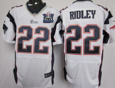 Nike New England Patriots #22 Stevan Ridley 2015 Super Bowl XLIX Championship White Elite Jersey