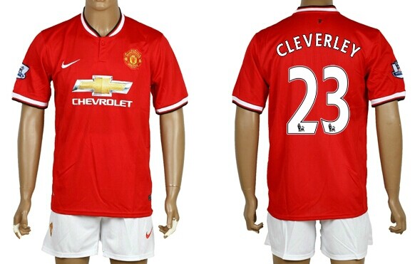 2014/15 Manchester United #23 Cleverley Home Soccer Shirt Kit