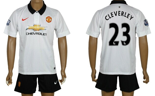 2014/15 Manchester United #23 Cleverley Away Soccer Shirt Kit
