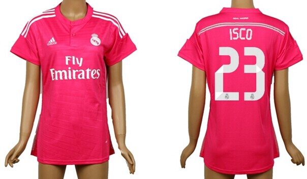 2014/15 Real Madrid #23 Isco Away Pink Soccer AAA+ T-Shirt_Womens