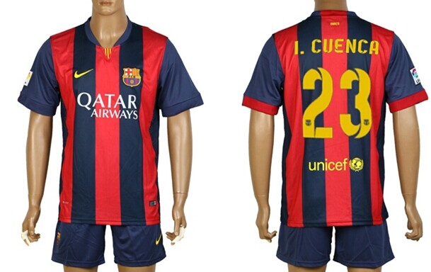 2014/15 FC Bacelona #23 I.Cuenca Home Soccer Shirt Kit