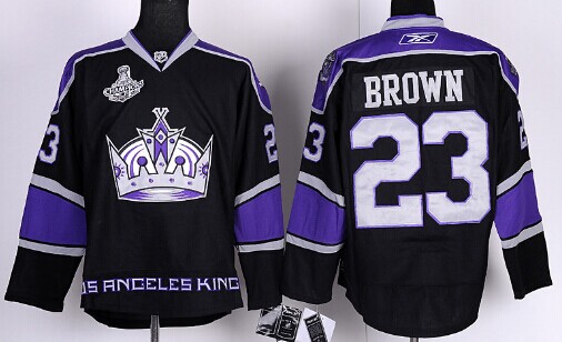 Los Angeles Kings #23 Dustin Brown 2014 Champions Patch Black Third Jersey