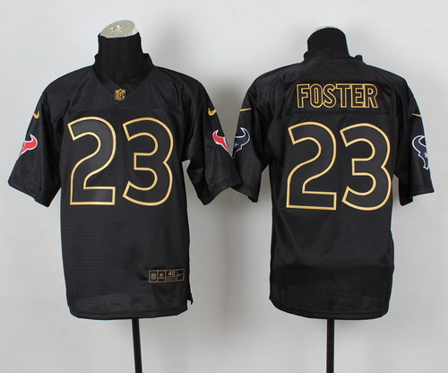 Nike Houston Texans #23 Arian Foster 2014 All Black/Gold Elite Jersey