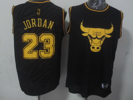 Chicago Bulls #23 Michael Jordan Revolution 30 Swingman 2014 Black With Gold Jersey