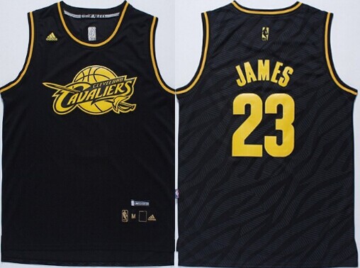 Cleveland Cavaliers #23 LeBron James Revolution 30 Swingman 2014 Black With Gold Jersey