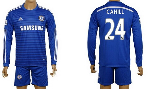 2014/15 Chelsea FC #24 Cahill Home Long Sleeve Shirt Kit
