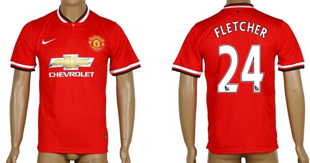 2014/15 Manchester United #24 Fletcher Home Soccer AAA+ T-Shirt