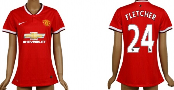2014/15 Manchester United #24 Fletcher Home Soccer AAA+ T-Shirt_Womens