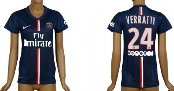 2014/15 Paris Saint-Germain #24 Verratti Home Soccer AAA+ T-Shirt_Womens