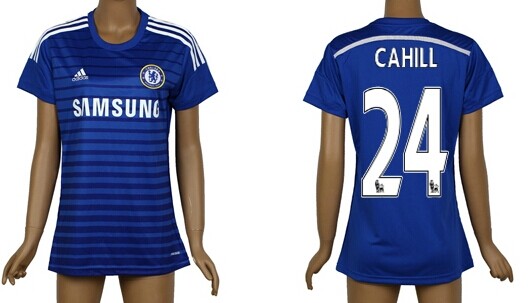 2014/15 Chelsea FC #24 Cahill Home Soccer AAA+ T-Shirt_Womens