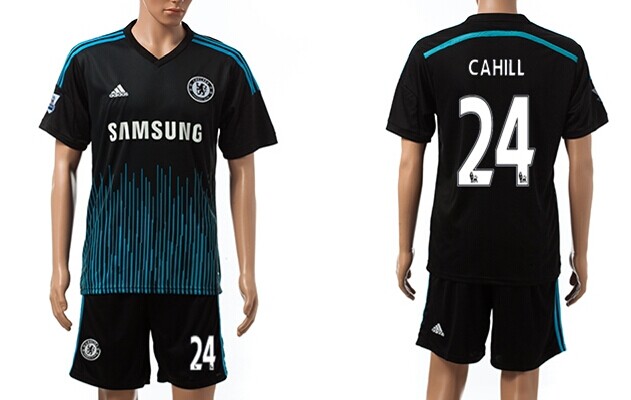 2014/15 Chelsea FC #24 Cahill Away Black Soccer Shirt Kit