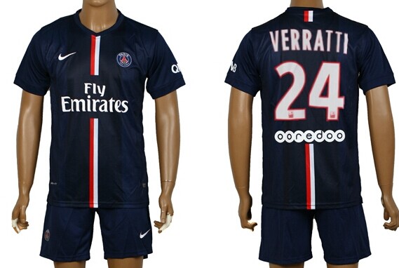2014/15 Paris Saint-Germain #24 Verratti Home Soccer Shirt Kit