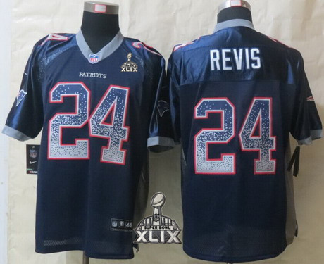 Nike New England Patriots #24 Darrelle Revis 2015 Super Bowl XLIX 2013 Drift Fashion Blue Elite Jersey