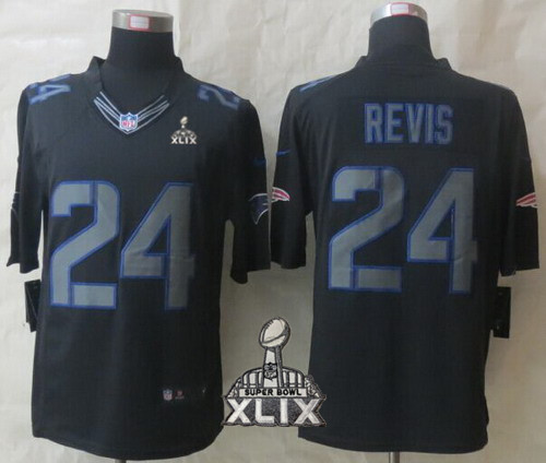Nike New England Patriots #24 Darrelle Revis 2015 Super Bowl XLIX Black Impact Limited Jersey