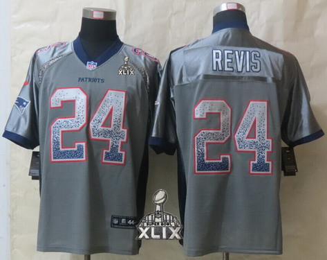 Nike New England Patriots #24 Darrelle Revis 2015 Super Bowl XLIX 2013 Drift Fashion Gray Elite Jersey