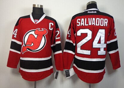 New Jersey Devils #24 Bryce Salvador Red With Black Jersey