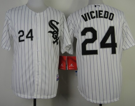 Chicago White Sox #24 Dayan Viciedo White With Black Pinstripe Jersey