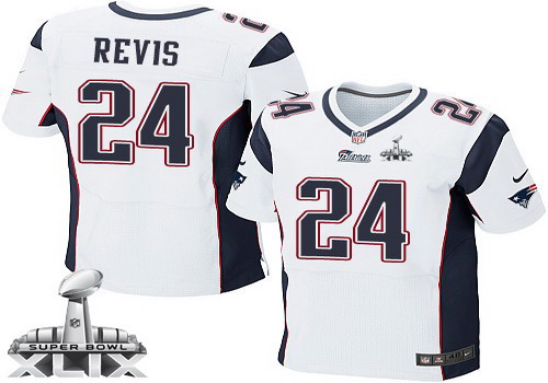 Nike New England Patriots #24 Darrelle Revis 2015 Super Bowl XLIX White Elite Jersey