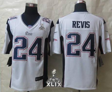 Nike New England Patriots #24 Darrelle Revis 2015 Super Bowl XLIX White Game Jersey