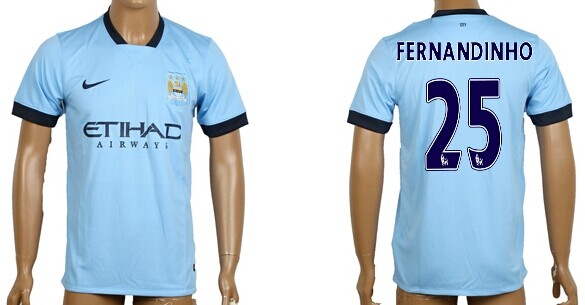 2014/15 Manchester City #25 Fernandinho Home Soccer AAA+ T-Shirt